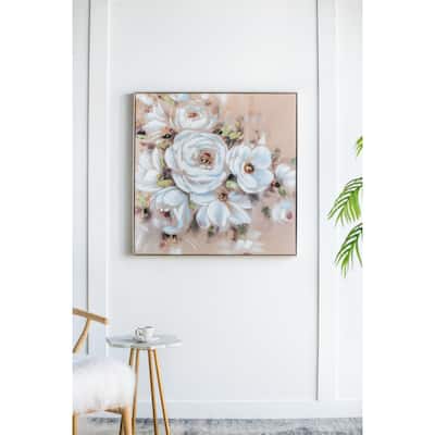 36" x 36" Square Framed Wall Art Flower Canvas Print, Home Decor for Living Room Kitchen Foyer Office