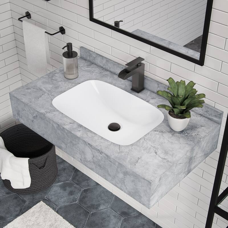 Vicenza 36'' Wall Mount Sink In Storm Grey - 35.45" x 19.7" 7.9"