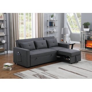 Modern Woven Reversible Sleeper Sectional Sofa Set with Storage Chaise ...