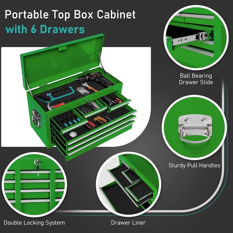 8-Drawer 2 in 1 Rolling Tool Chest Cabinet Garage Storage Toolbox with Detachable Top Tool Box and Universal Lockable Wheels