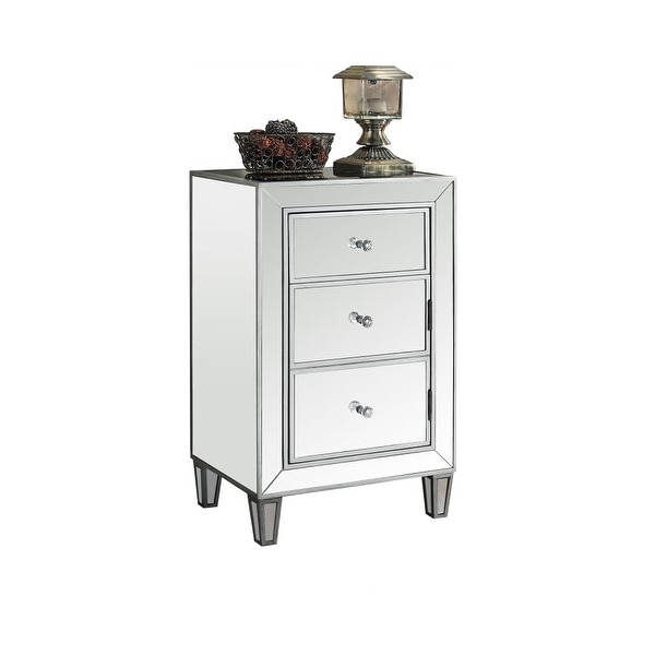 Monarch Specialties I 3706 18 Inch Wide Mirrored Accent Chest Monarch Specialties I 3706 18 Inch Wide Mirrored Accent Chest With 3 Drawers Silver