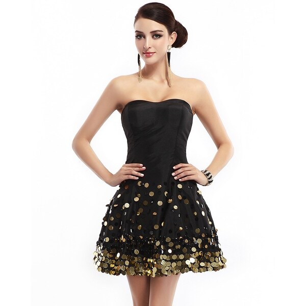 black strapless sequin dress