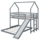 preview thumbnail 9 of 24, Twin Over Full House Bunk Bed with Slide, Wooden Floor Bunk Bed w/Built-in Ladder & Safety Guardrails, for Kids Teens Girls Boys