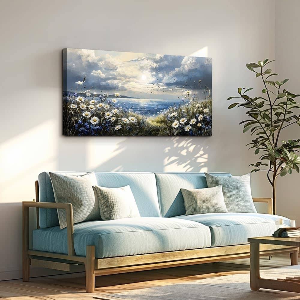 Blue Mediterranean Garden Landscape Painting