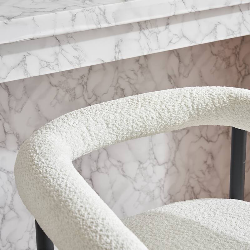 Modern Boucle Bar Stools Set of 2,Counter Height with Metal Frame & Armrests for Kitchen Island, Dining Room