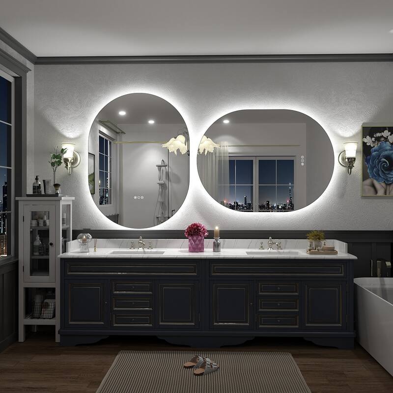 UL Certified Oval LED Lighted Anti-fog Wall Bathroom Vanity Mirror