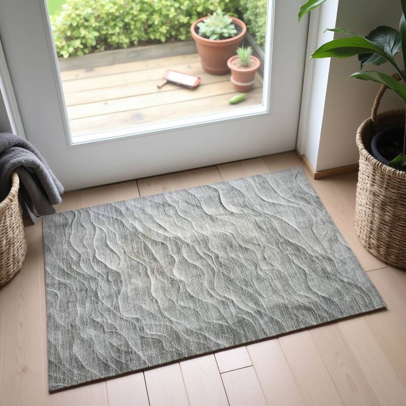 Premium Washable Super Soft Modern Waves Mayfield Rug - Taupe - 1'8" x 2'6"