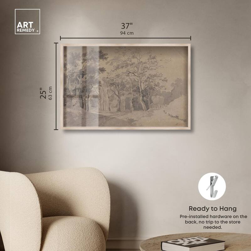 Grove with Road and Haycart Shadowbox by Art Remedy