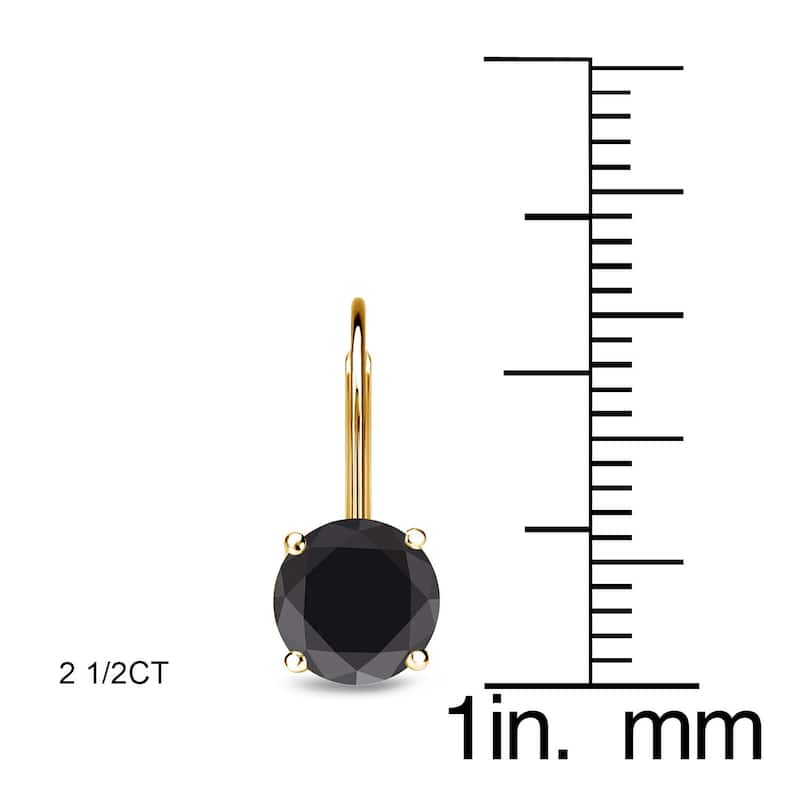 Auriya 1 to 4ctw Solitaire Black Diamond Earrings 14k Yellow Gold - 2.50ctw