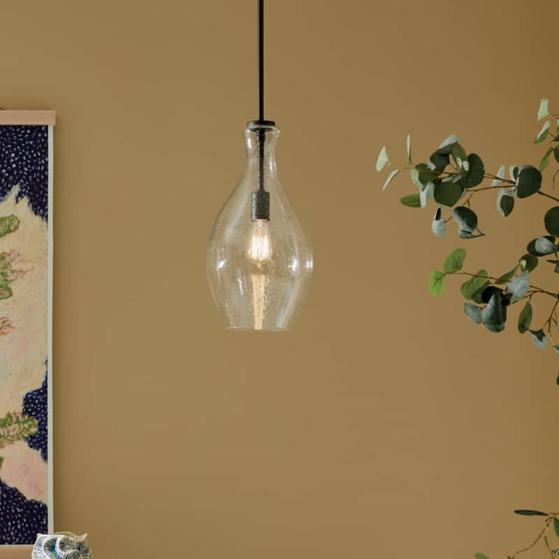 Kichler Lighting Everly 1-Light Bell Pendant Light with Seeded Glass