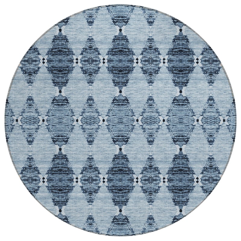 Machine Washable Indoor/ Outdoor Chantille Modern Boho Damask Rug