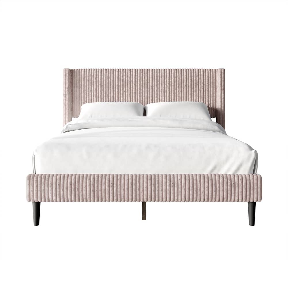 CraftPorch Modern Wingback Upholstered Velvet Bed