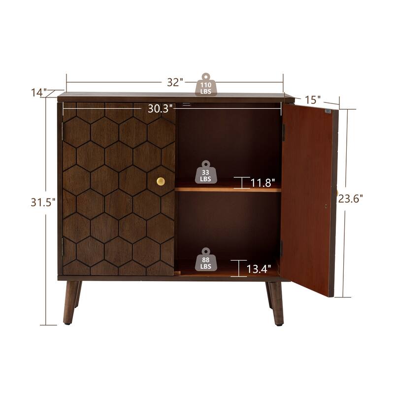 COSIEST Solid Wood Buffets and Sideboards Storage Cabinet