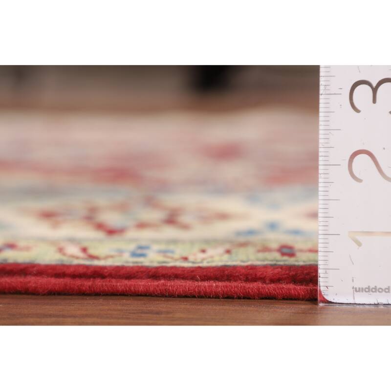 Traditional Kazak Area Rug Hand-Knotted Red Wool Carpet - 4'11" x 6'6"