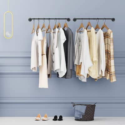 Set of 2 Metal Wall Mounted Clothes Rack - 36.2x9.8 inch