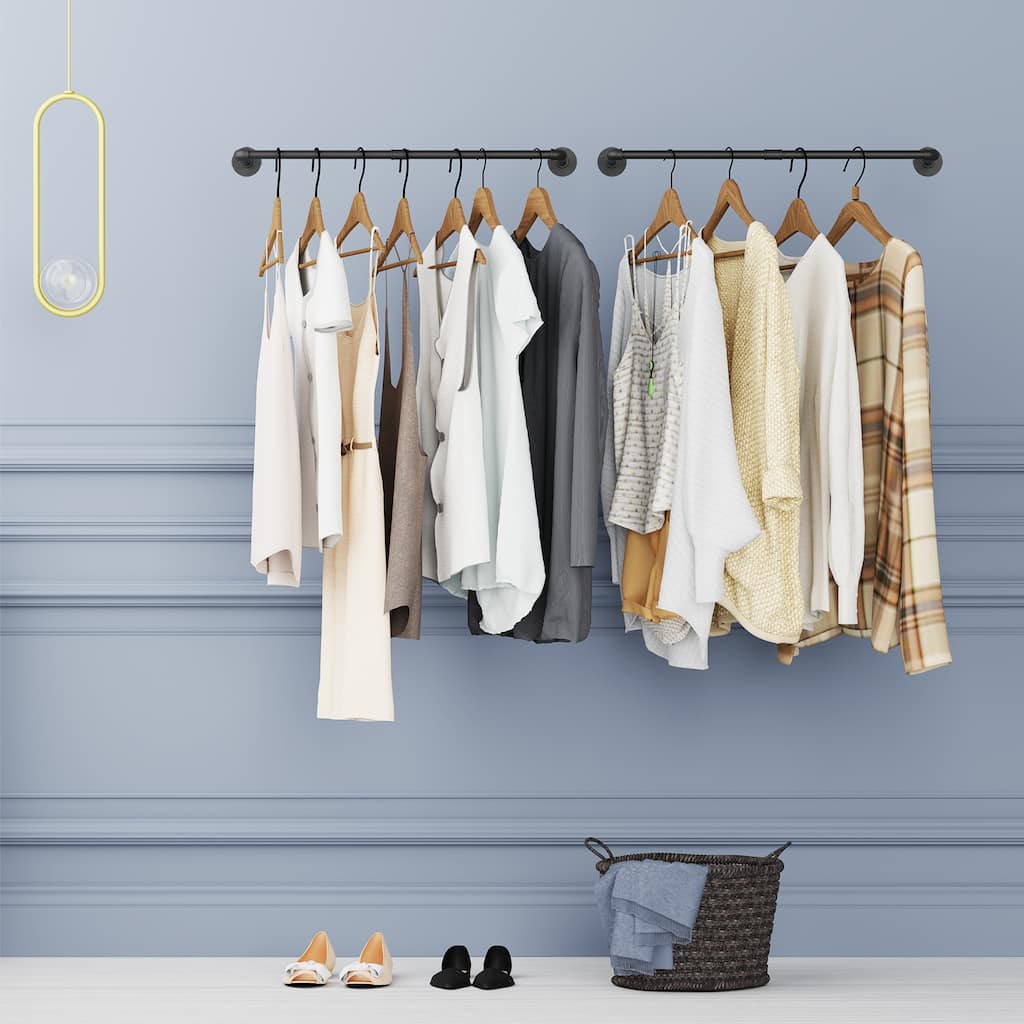Set of 2 Metal Wall Mounted Clothes Rack - 36.2x9.8 inch