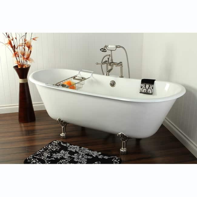 Kingston Brass Aqua Eden 67" Clawfoot Cast Iron Soaking Tub with