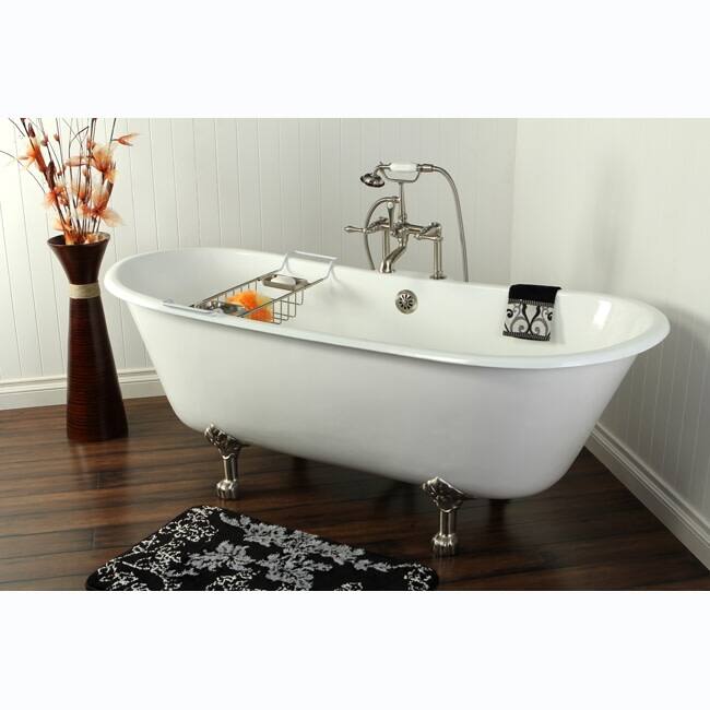 Kingston Brass Aqua Eden 67" Clawfoot Cast Iron Soaking Tub with
