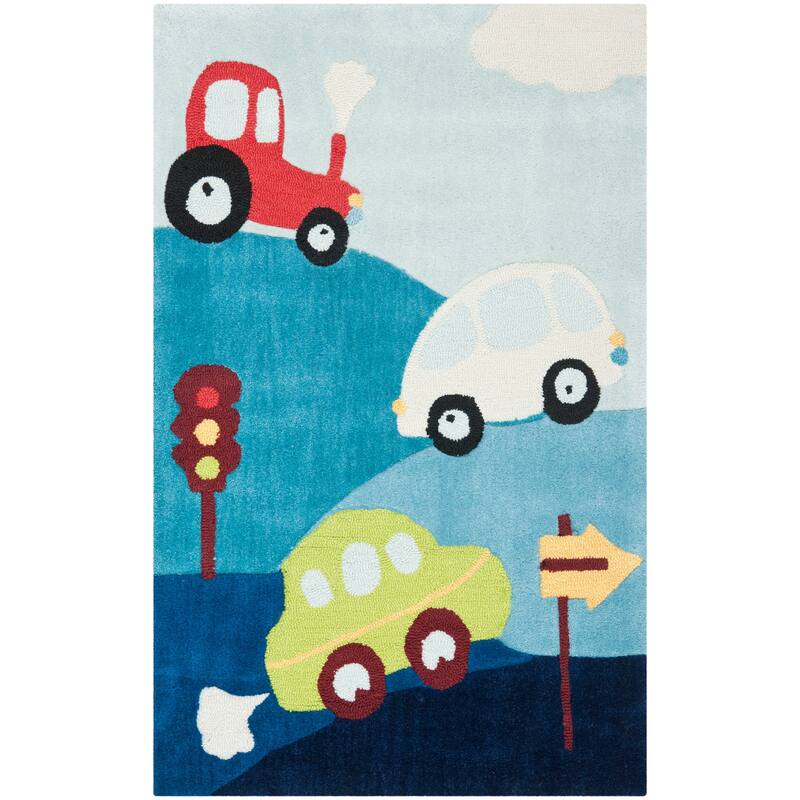 SAFAVIEH Handmade Kids Mayte Polyester Rug - 2'6" x 4' - Blue/Multi - Rectangle