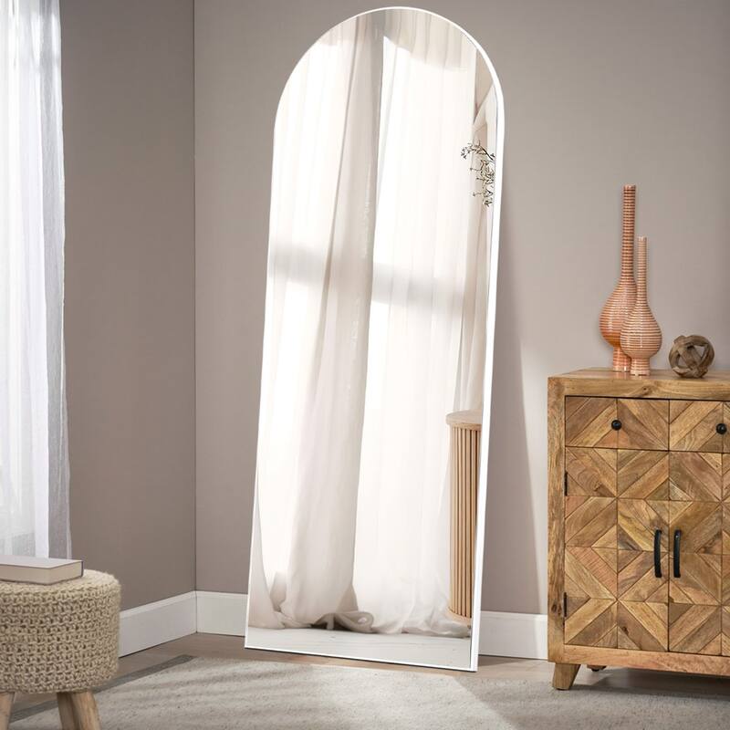 Full-length Floor Arched Mirror - 64x21 - Silver