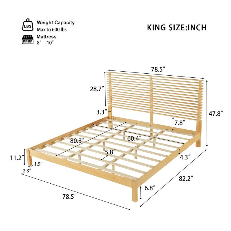 Christopher Knight Home - Stirling Contemporary Bedroom Set with Horizontal Slats Design Bed Frame & Shelf Storage Nightstands