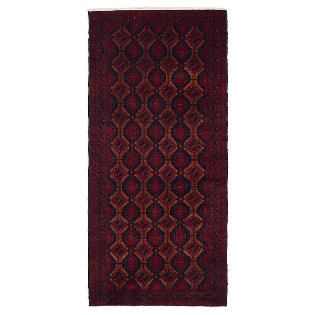 ECARPETGALLERY Hand-knotted Teimani Black, Red Wool Rug - 3'3 x 7'1