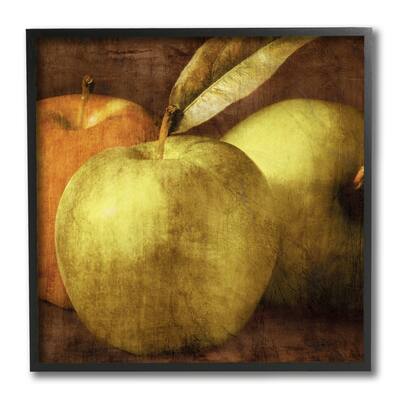 Stupell Rustic Distressed Green Apples Vintage Design Framed Wall Art, 12x12