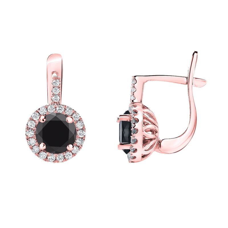 Auriya 14k Gold 2 2/5ctw Black Diamond Halo Dangle Earrings (H-I, SI1-SI2) - Rose