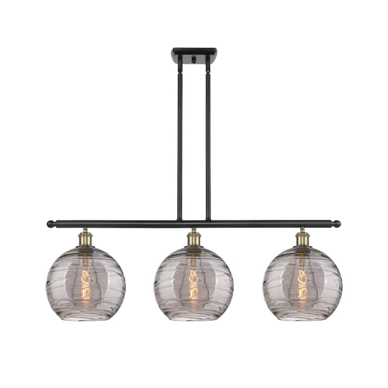 Innovations Lighting 516-3I 12 37 Athens Deco Swirl Chandelier Athens - Black Antique Brass / Light Smoke Deco Swirl
