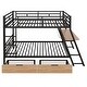 preview thumbnail 15 of 15, Full Size Metal Bunk Bed with Built-in Desk, Light and Drawers, Black