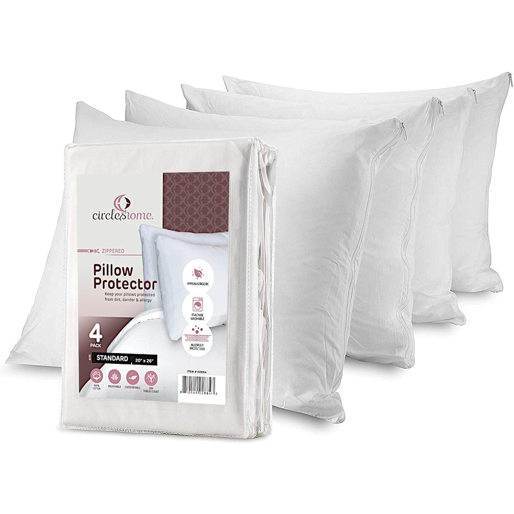 - 100% Cotton Pillowcases with Zip 8 Pack, Standard Size Soft Pillow Case Anti-Allergy Anti-Bacterial Pillow Covers Adam Home Zippered Cotton Pillow Protectors 