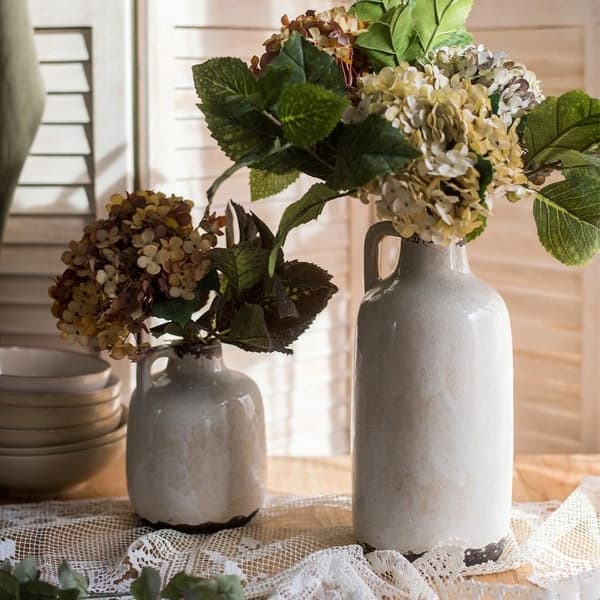 Distressed White Ceramic Flower Jar Vase