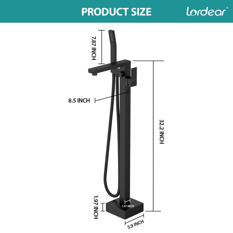 Lordear Bathtub Faucet Tub Filler Swivel Faucet with Hand Shower, Swivel Spout