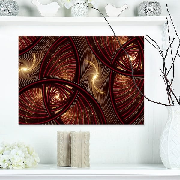 slide 2 of 12, Designart "Brown Symmetrical Fractal Pattern" Floral Canvas Wall Art - Brown 20 in. wide x 12 in. high
