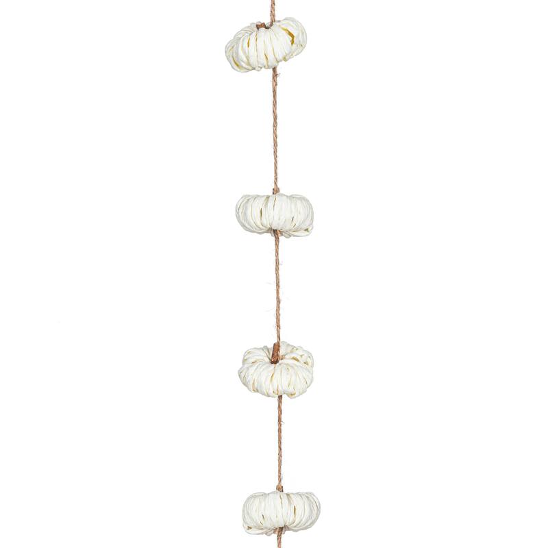 Paper Rope Pumpkin Garland, White