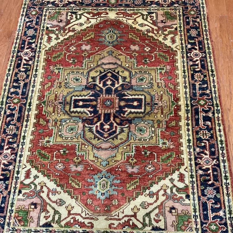 Handmade One-of-a- Kind Heriz Wool Oriental Rug 4' x 5'11 - 4 x 5.11