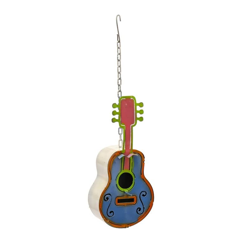 Rustic Arrow Metal Hanging Guitar Birdhouse