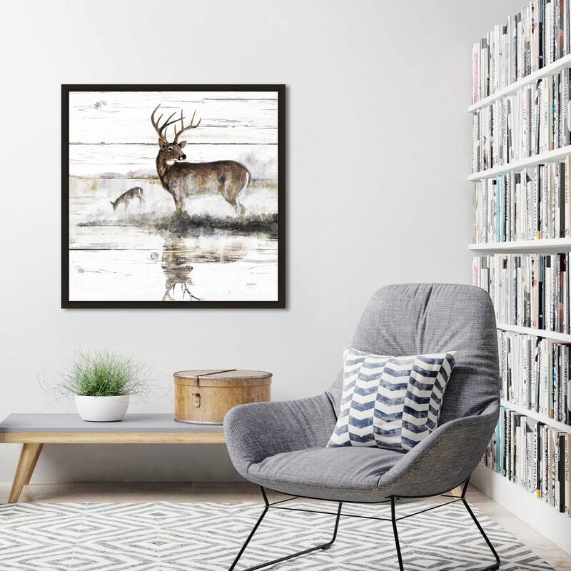 "Rustic Misty Deer" by Ruane Manning Print on Floating Canvas