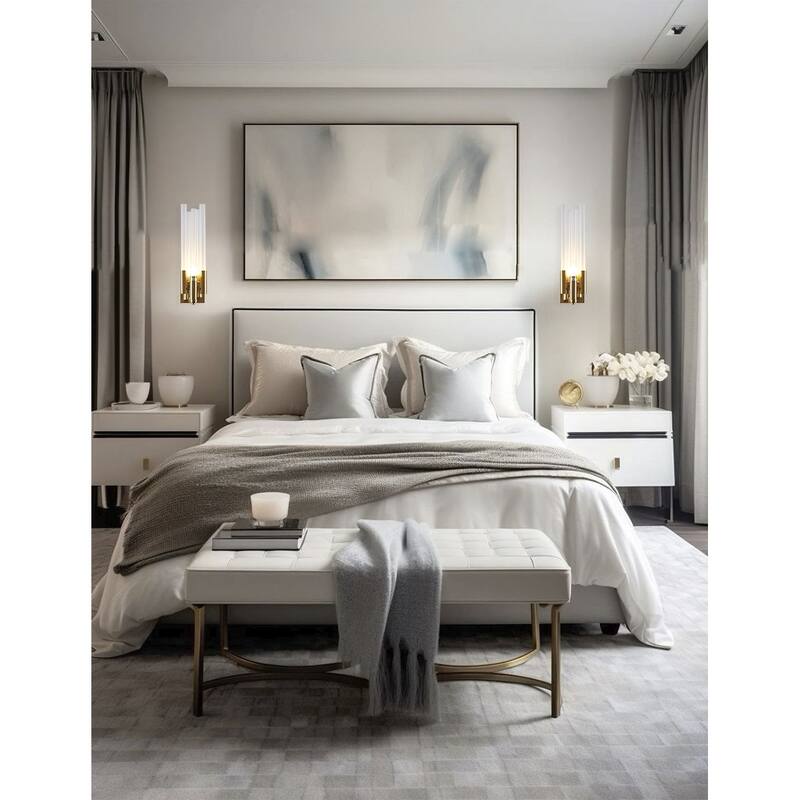 1 Light Gold Frame Wall Sconce with Glass Rod Accents
