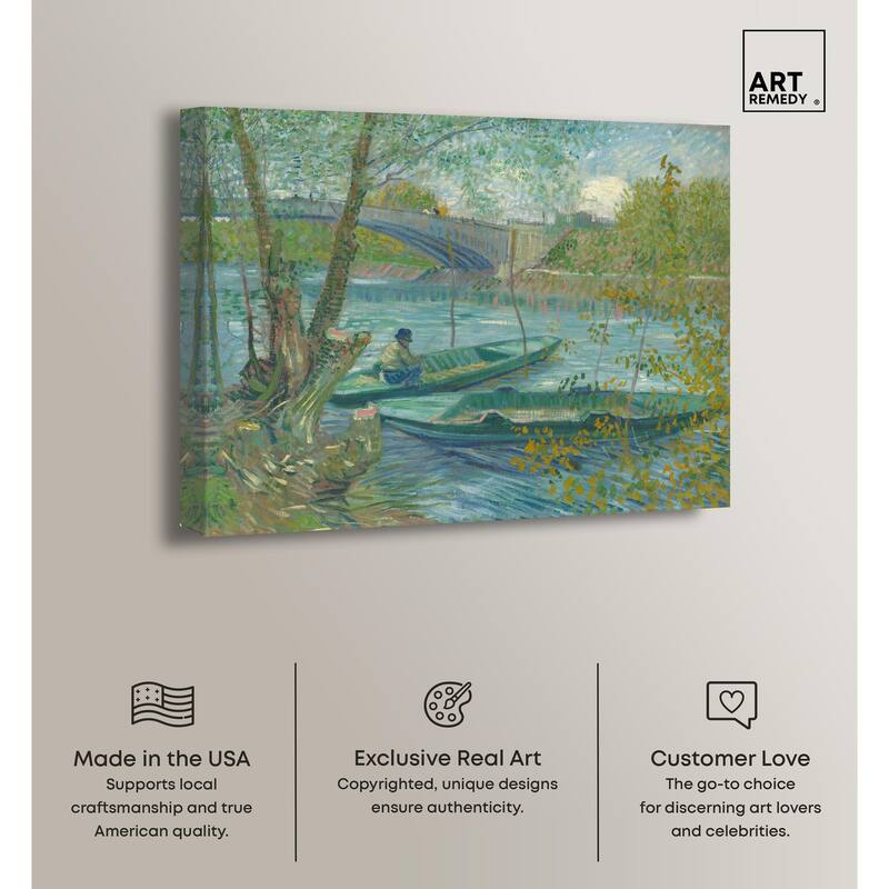 Fishing in Spring Canvas by Art Remedy, Gallery Wrapped