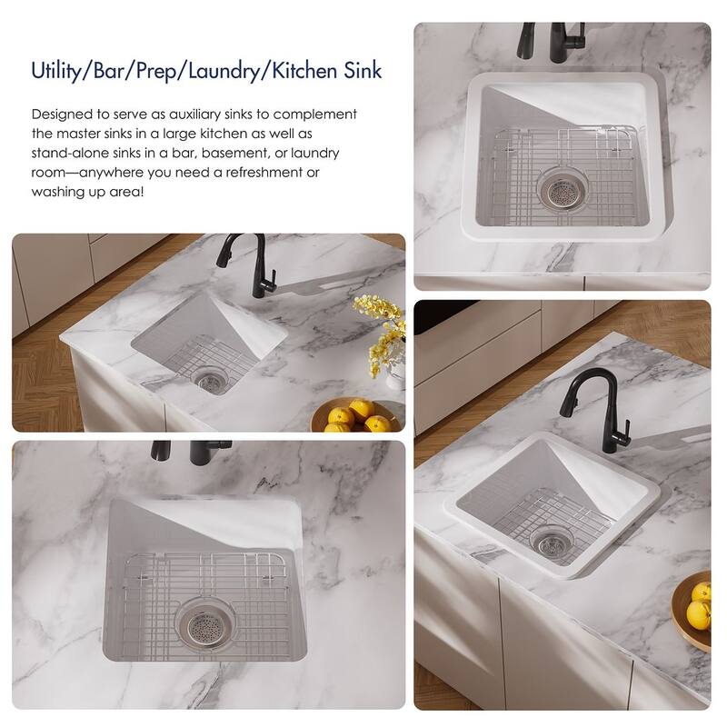 Eridanus 18-inch Square Kitchen Sink or Bar Sink - 18"L x 18"W x 10"H