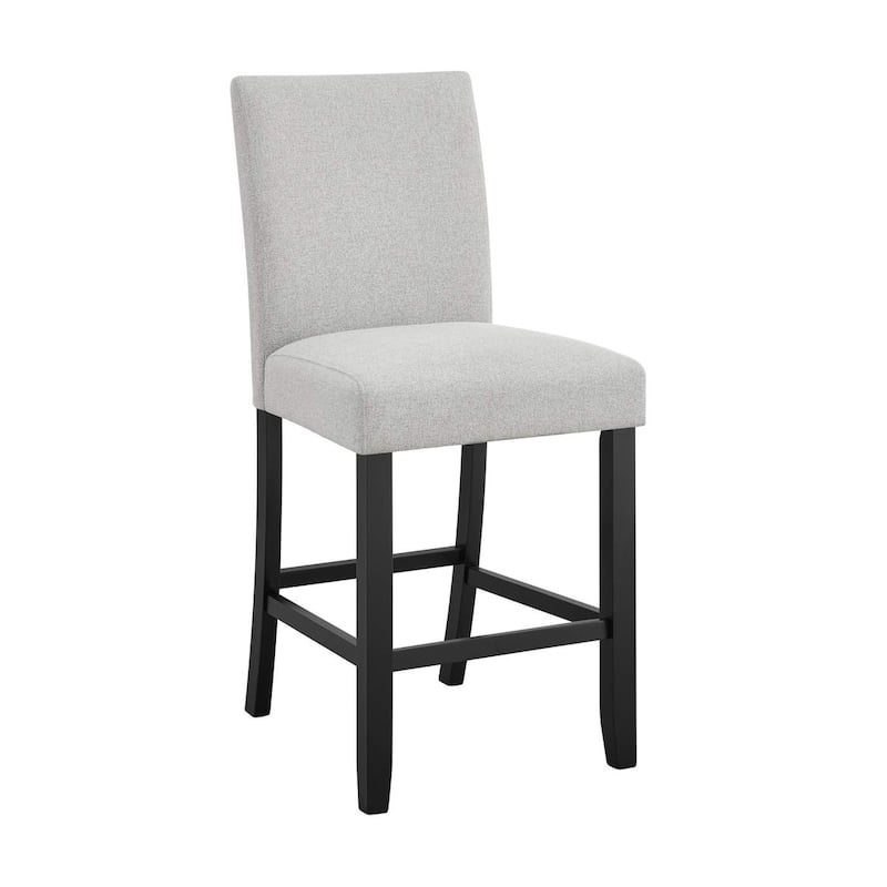Riac Set of 2 Counter Height Chairs, Black Wood, Dove Gray Fabric Seat