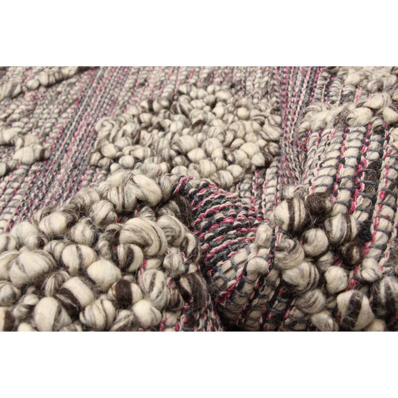 ECARPETGALLERY Braid weave Sienna Grey Wool Rug - 6'1 x 9'4