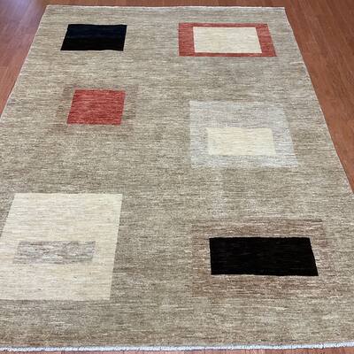 HERAT ORIENTAL Handmade Vegetable Dye Contemporary Wool Rug - 6'4" x 8'10"