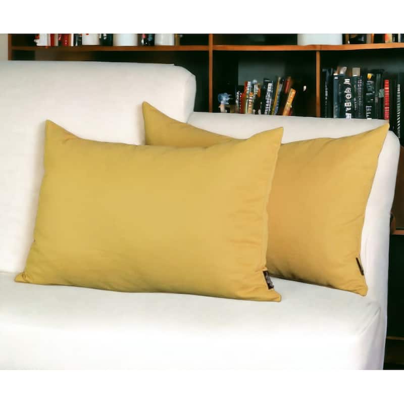 HomeRoots Set of Two 12" X 20" Yellow Throw Pillow Covers