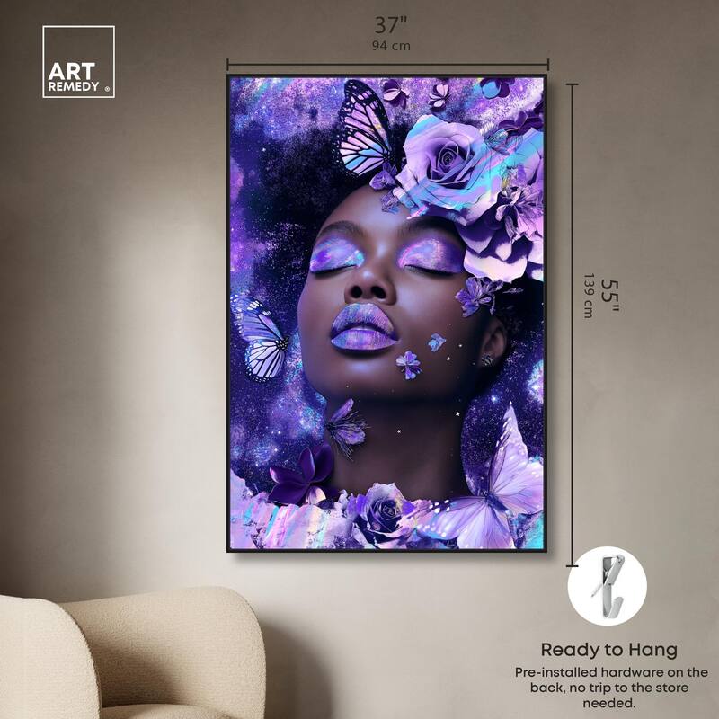 A Glistening Neon Woman Canvas by Art Remedy