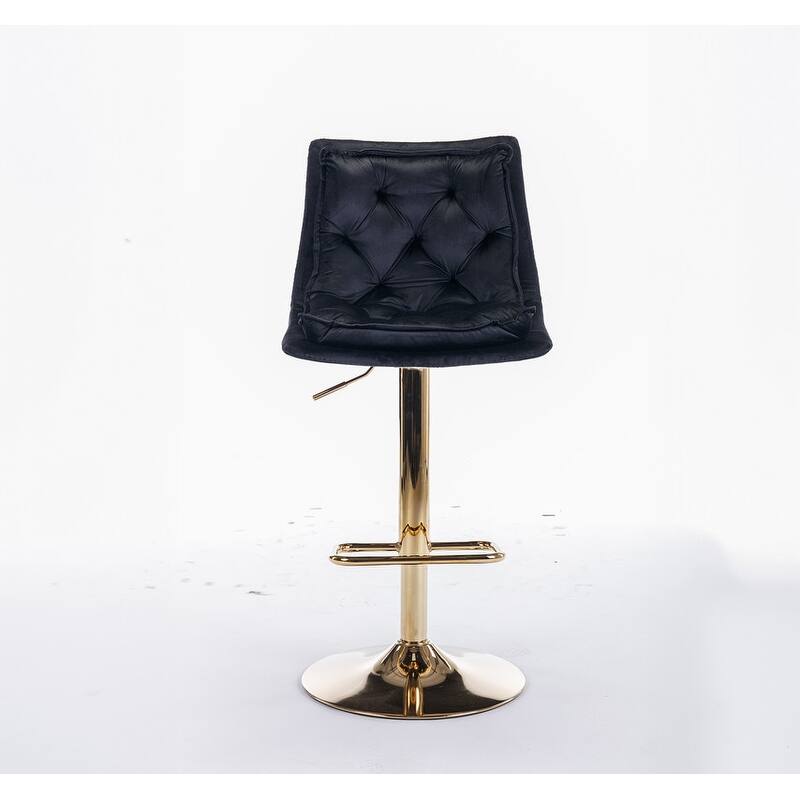 Modern Upholstered Bar Stools with Back and Footrest（Set of 2）Black - Set of 2
