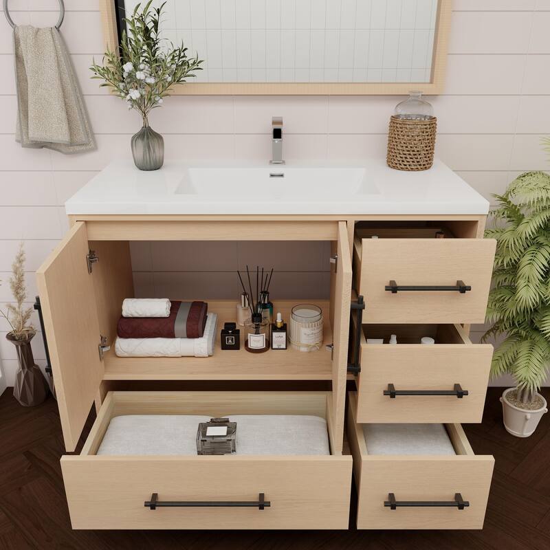 Victoria 42'' R Drawer Freestanding Vanity with Reinforced Acrylic Sink - 41.5