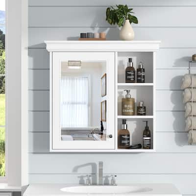 Wall-Mounted Bathroom Mirror Cabinet with Adjustable Shelf and Storage Organizer by Harper&Bright Designs