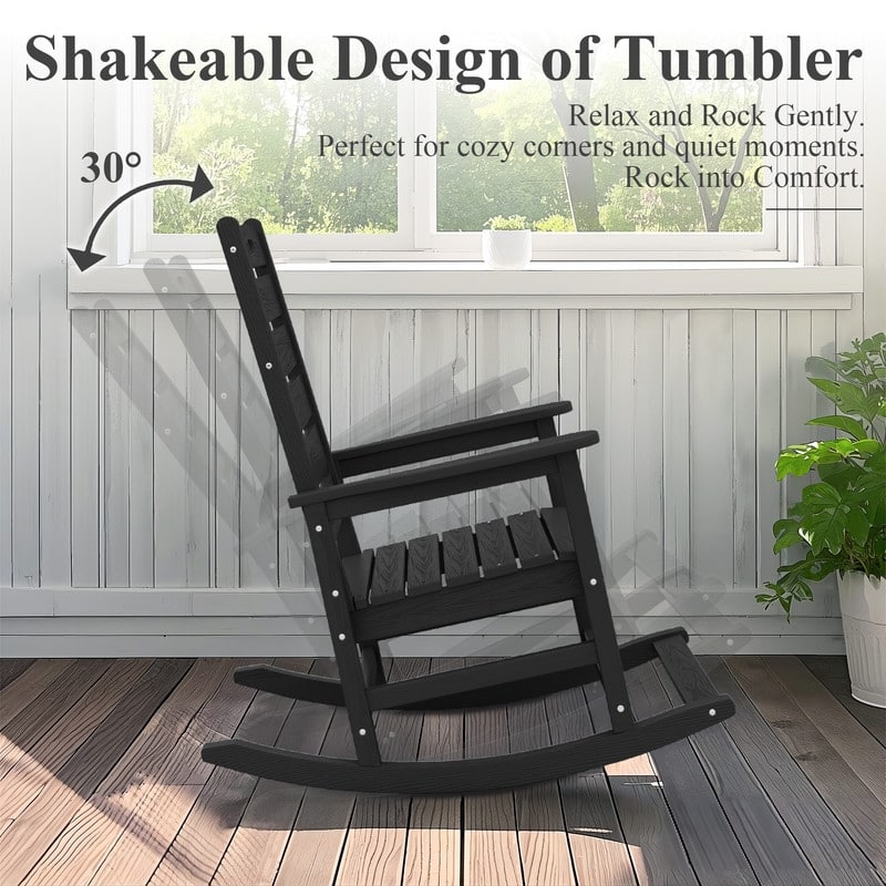 Wide Back PE Rocking Chair with Footrest – 30° Recline, Easy Assembly